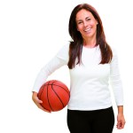 Woman holding basketball