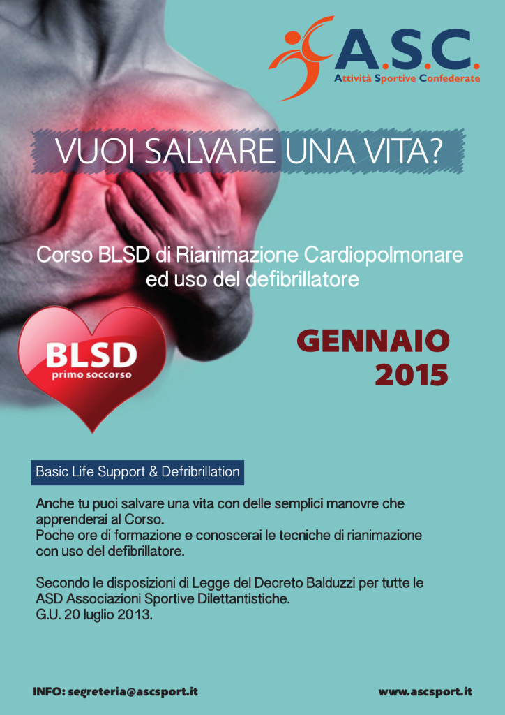 Si accettano iscrizioni al Corso BLSD di Rianimazione Cardiopolmonare e uso del defibrillatore