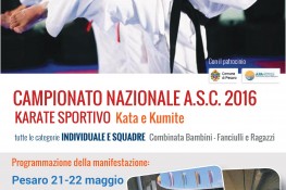 ORARI DEFINITIVI CAMPIONATO NAZIONALE KARATE A.S.C.