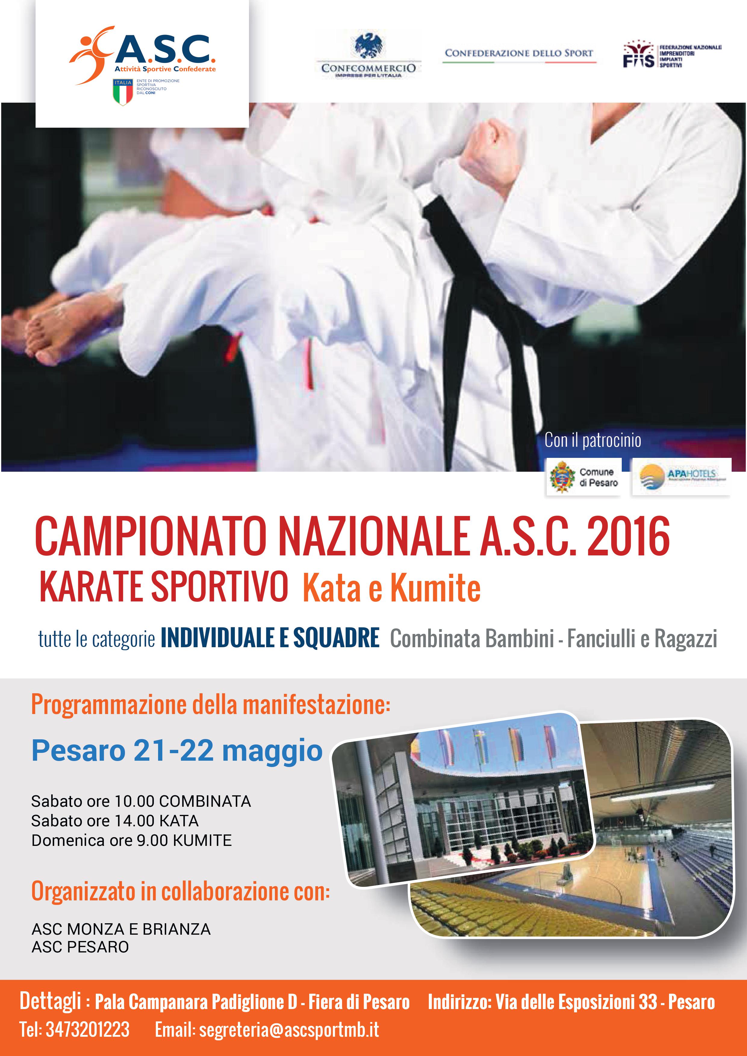 ORARI DEFINITIVI CAMPIONATO NAZIONALE KARATE A S C 