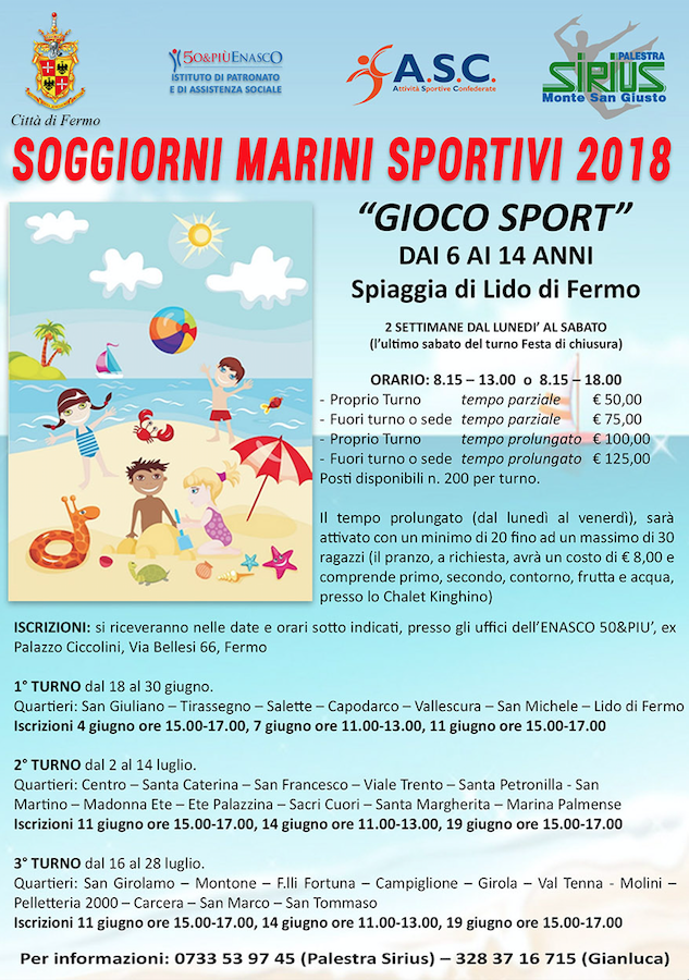 Soggiorni Marini Sportivi 2018 ASC