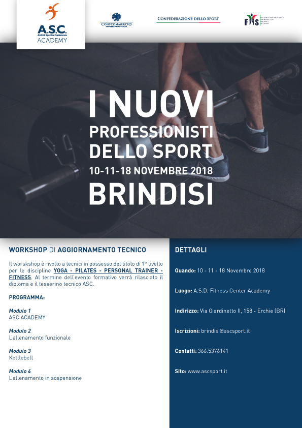 Workshop di aggiornamento tecnico  I nuovi professionisti dello sport  ASC BRINDISI