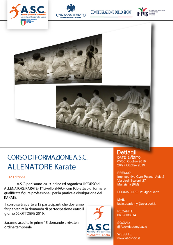 Corso di Allenatore Karate ASC ACADEMY LAZIO