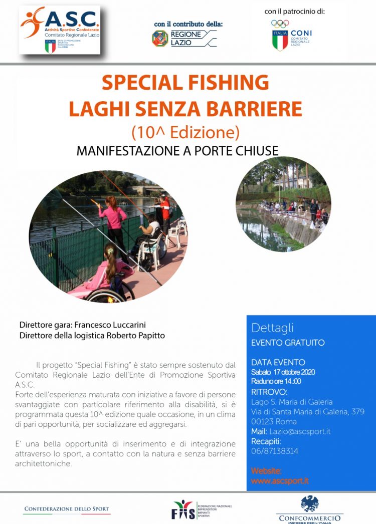 SPECIAL FISHING LAGHI SENZA BARRIERE -  10  edizione  CON IL CONTRIBUTO DELLA REGIONE LAZIO