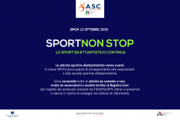 DPCM 13 ottobre 2020  LO SPORT DILETTANTISTICO CONTINUA