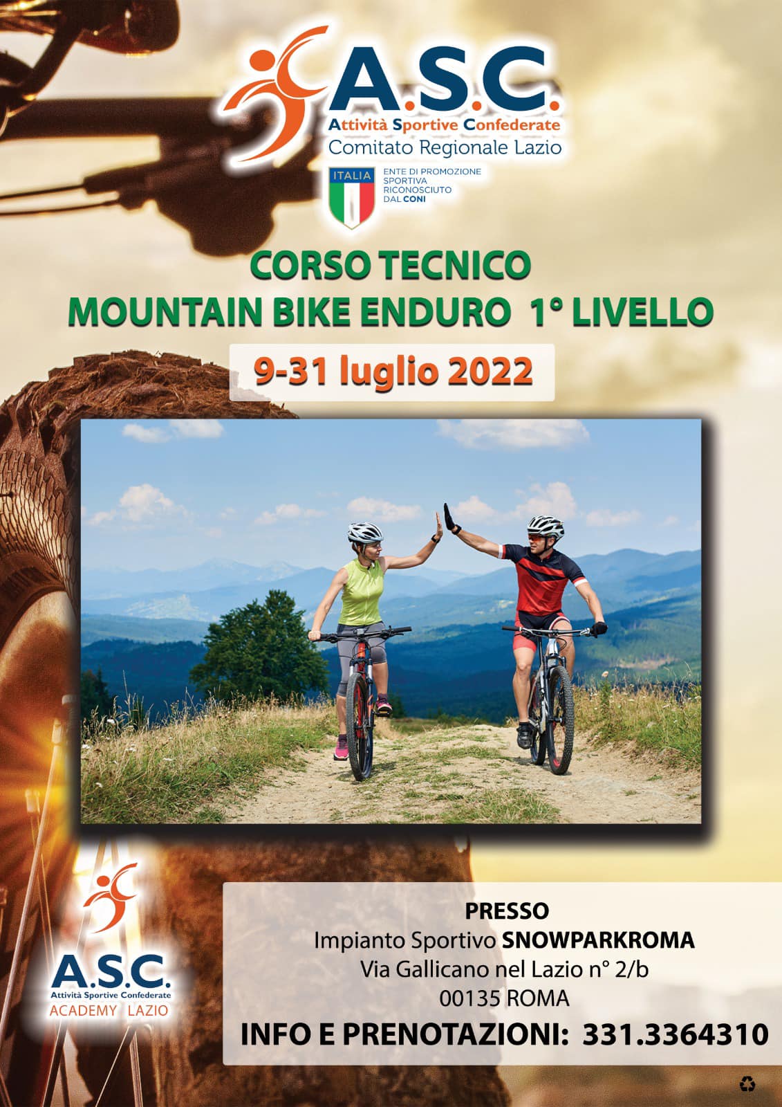 APERTE LE ISCRIZIONI PER IL CORSO TECNICO MOUNTAIN BIKE ENDURO 1   LIVELLO