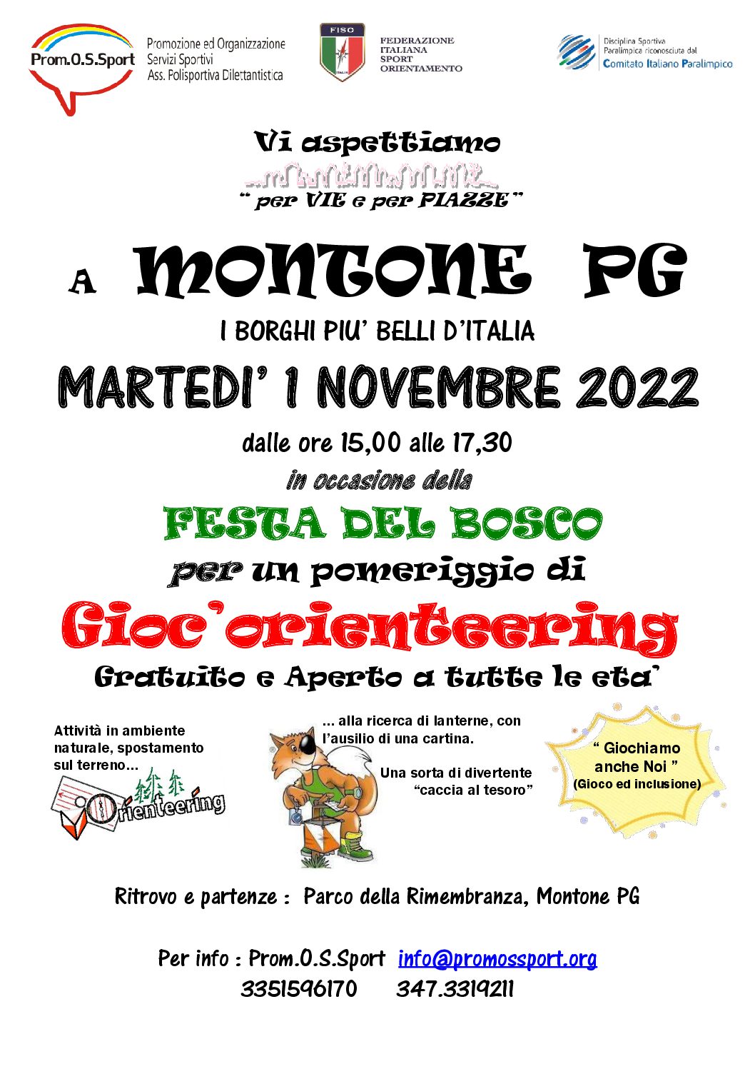 GIORNATA DI ORIENTEERING A MONTONE – 1 novembre 2022